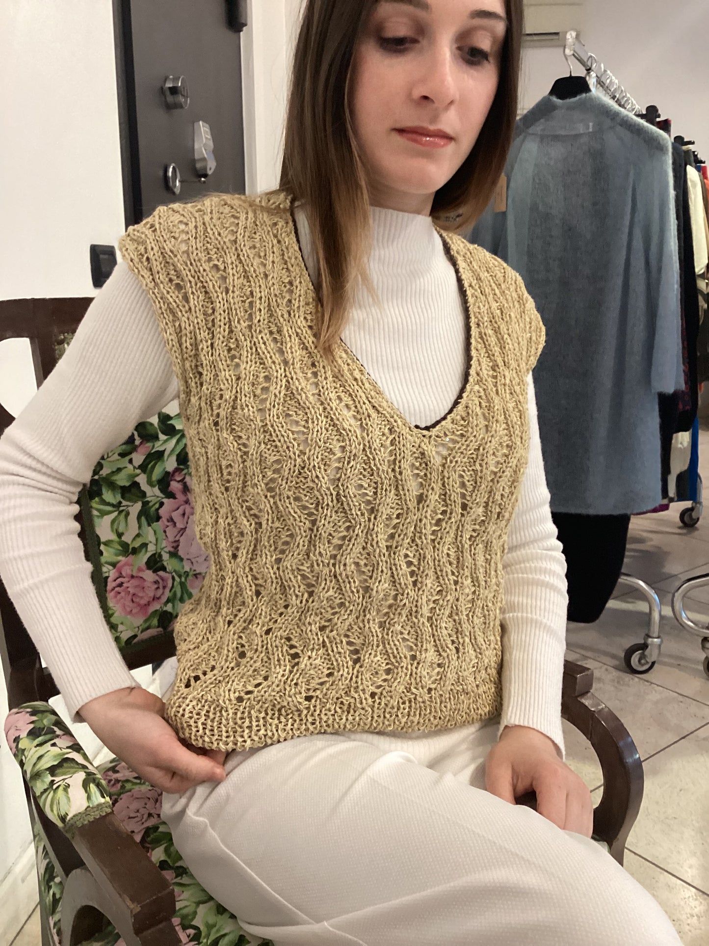 Ripple top in cotone Lino paillettes tg S