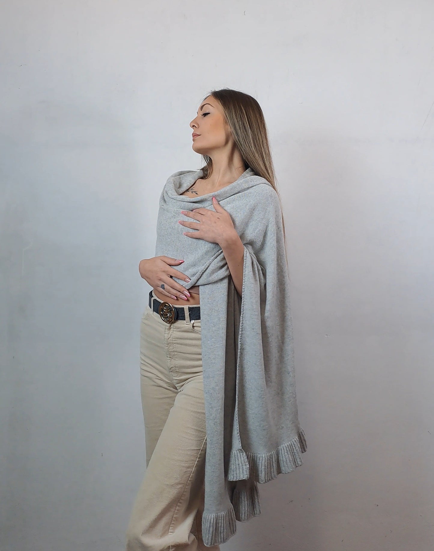 Stola in cashmere e lana merino