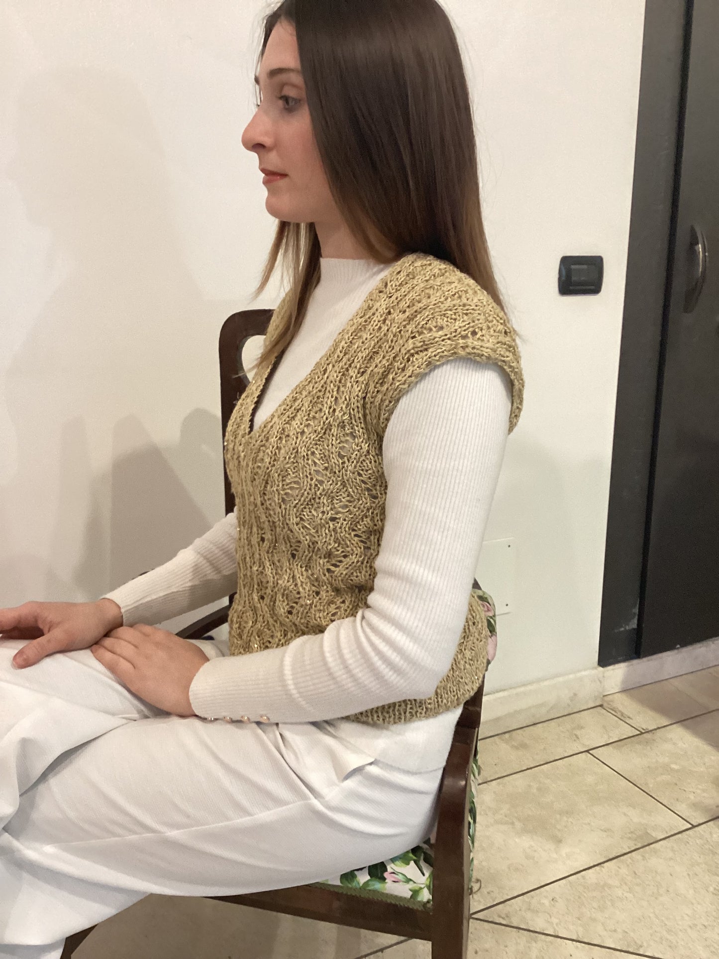 Ripple top in cotone Lino paillettes tg S