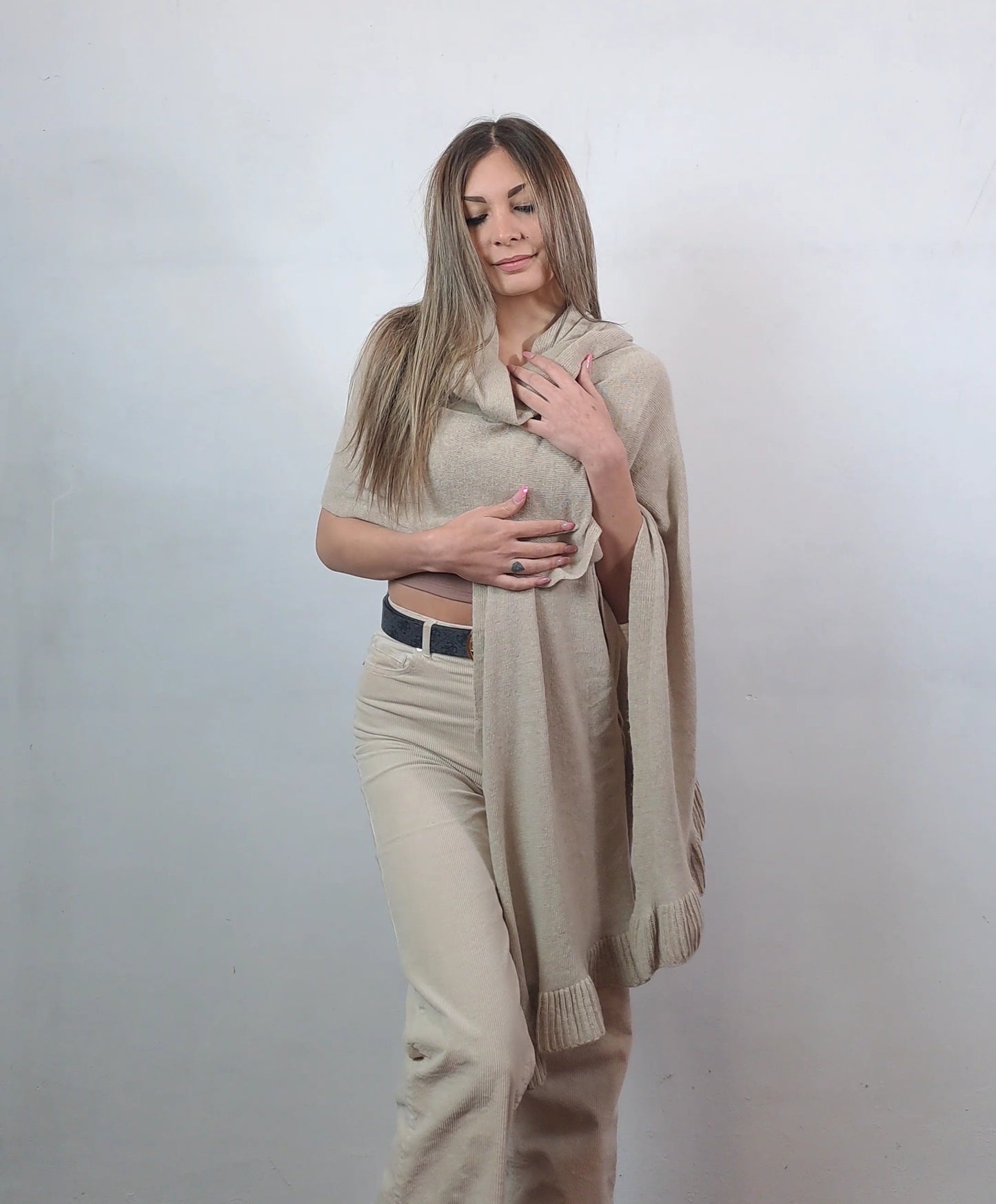 Stola in cashmere e lana merino