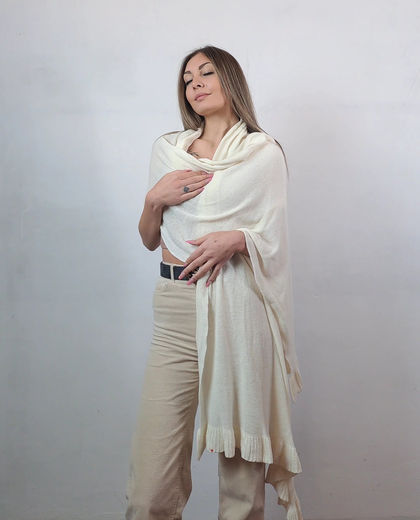Stola in cashmere e lana merino